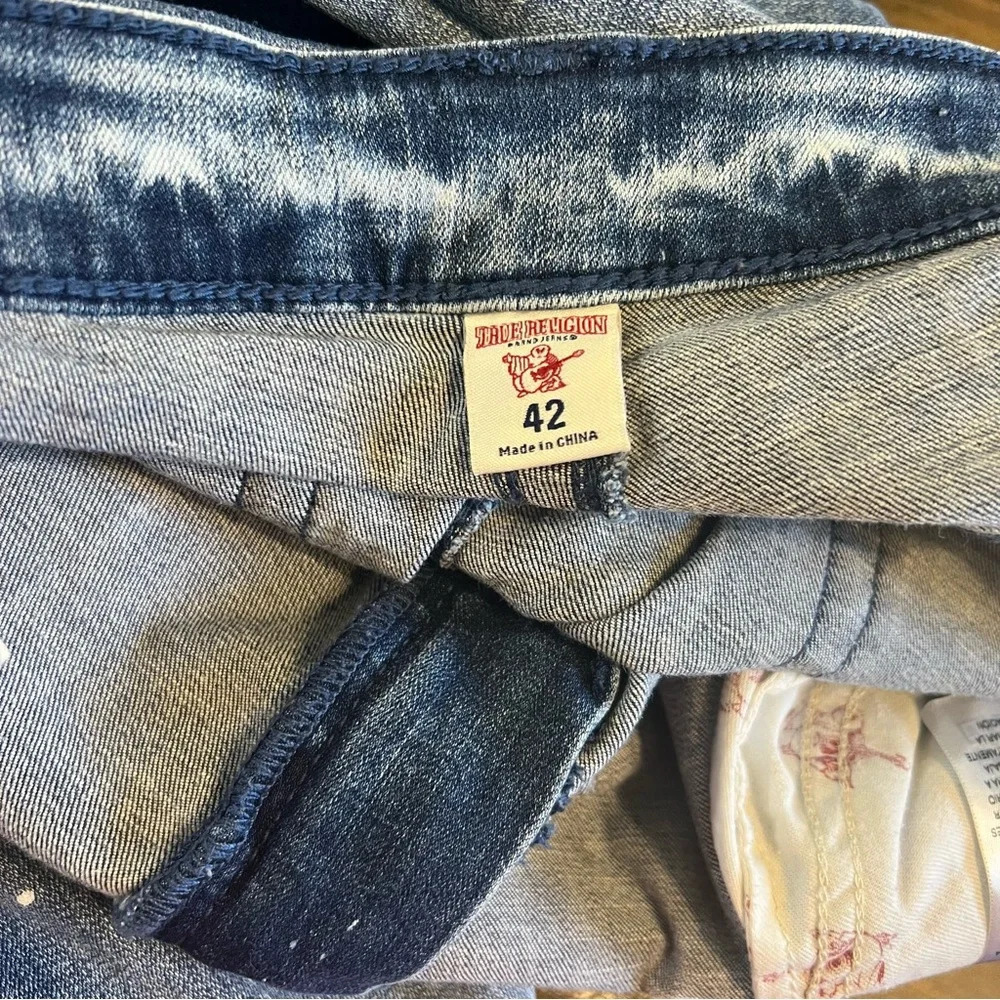 True Religion Curvy Plus Size Jeans Stretchy Splatter Dark Blue 42 3XL 22 - Picture 8 of 13